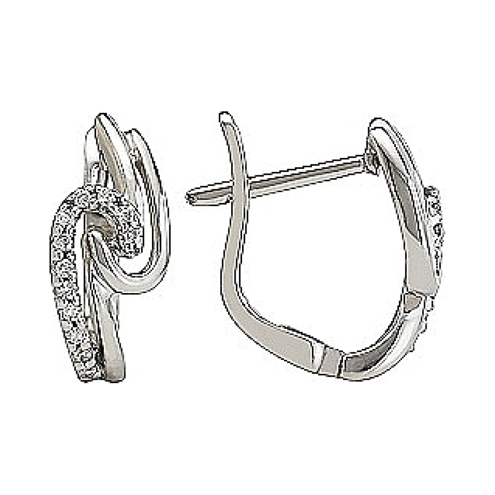 Золотые серьги с бриллиантом № 81931