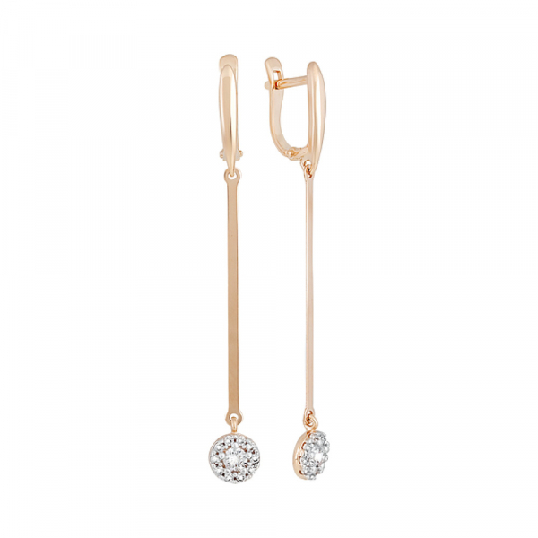 Золотые серьги с фианитом № 130092