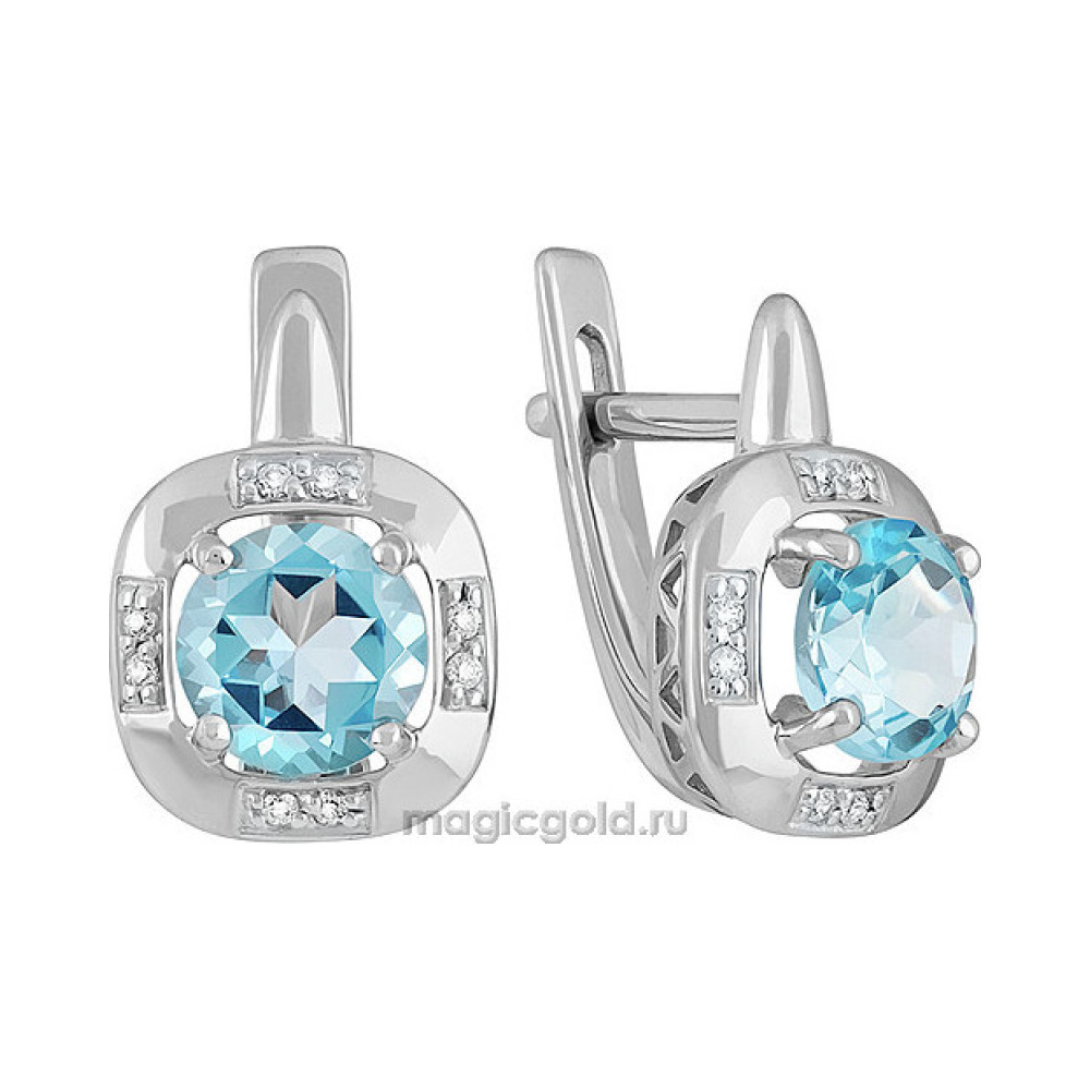 Золотые серьги с топазом и фианитом № 139082