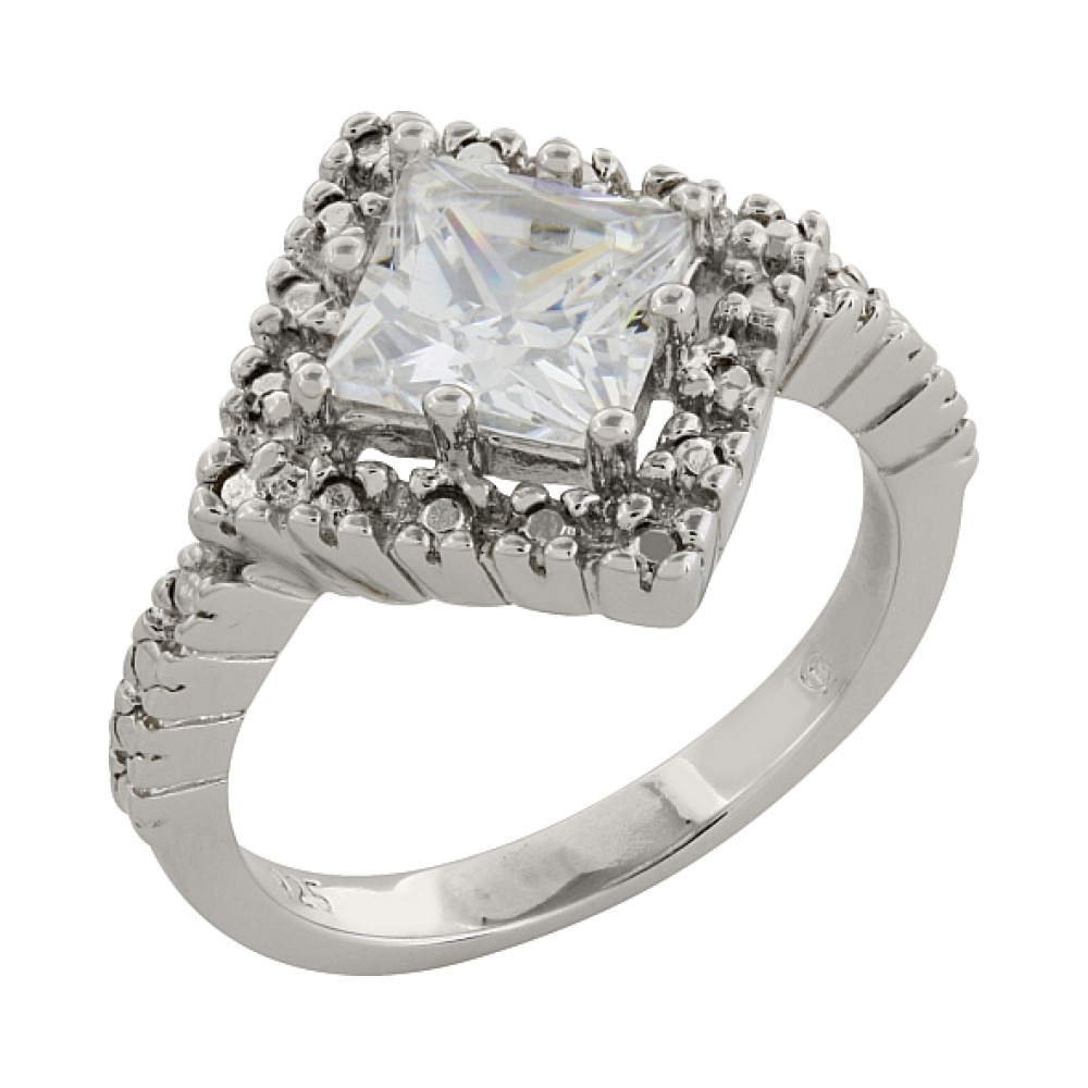 Серебряное кольцо с фианитом № 83476