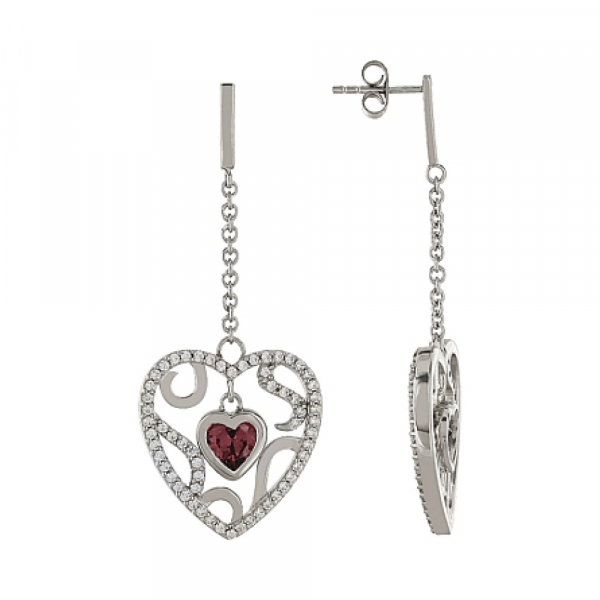 Серебряные серьги с фианитом № 82856