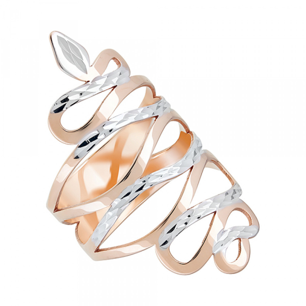 Золотое кольцо без камня с алмазкой № 124298