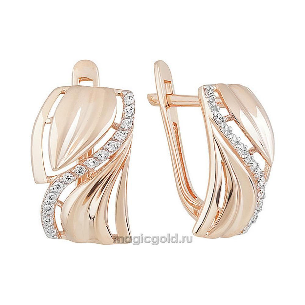 Золотые серьги с фианитом № 155914