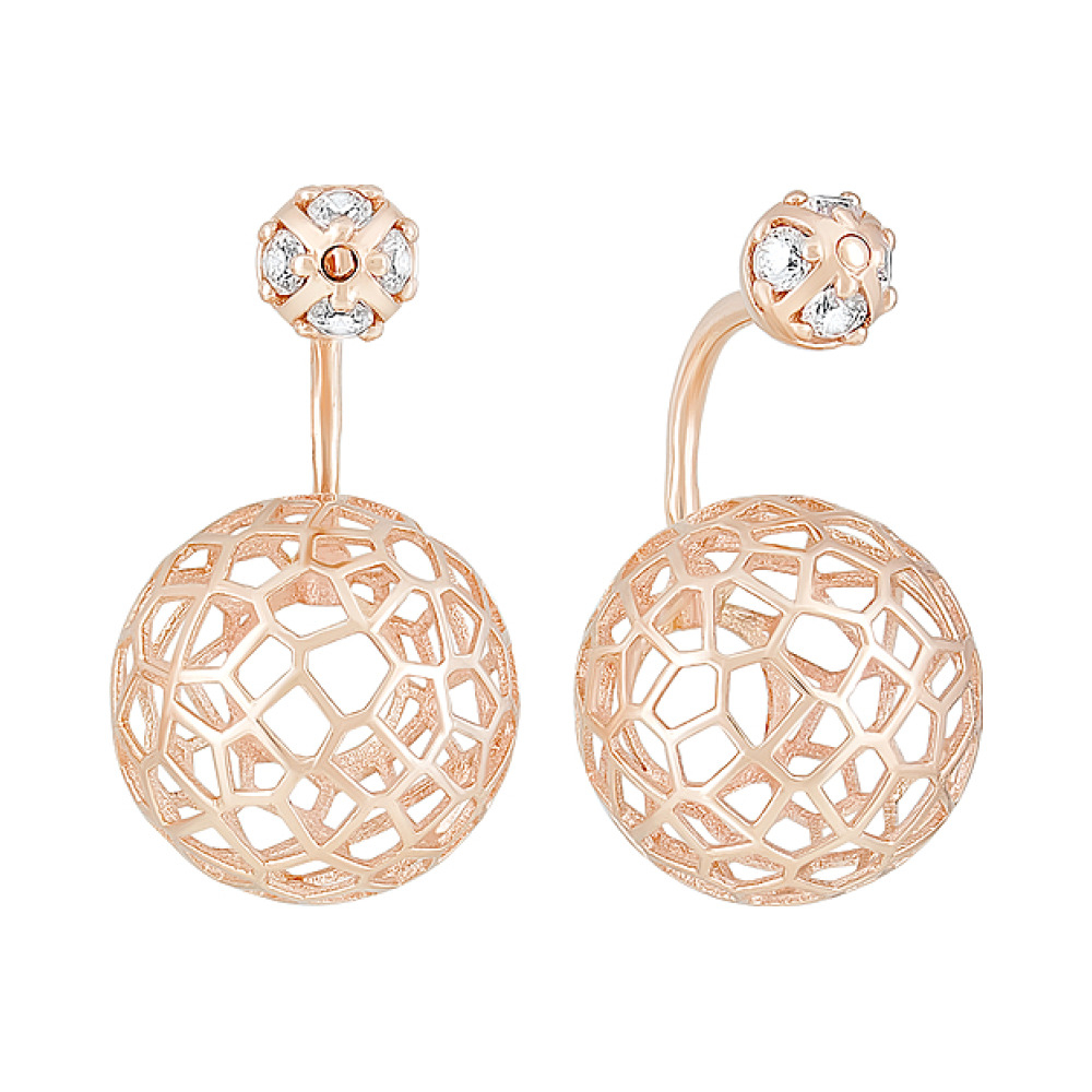 Золотые серьги с фианитами № 124731