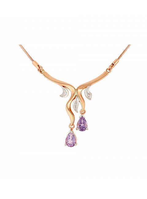 Золотое колье с аметистом и фианитом № 40315