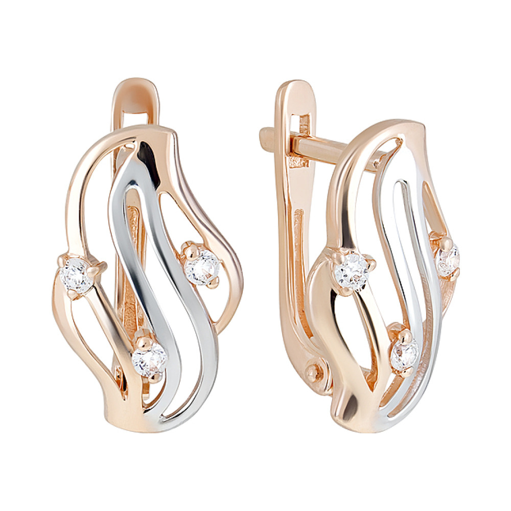 Золотые серьги с фианитами № 126419