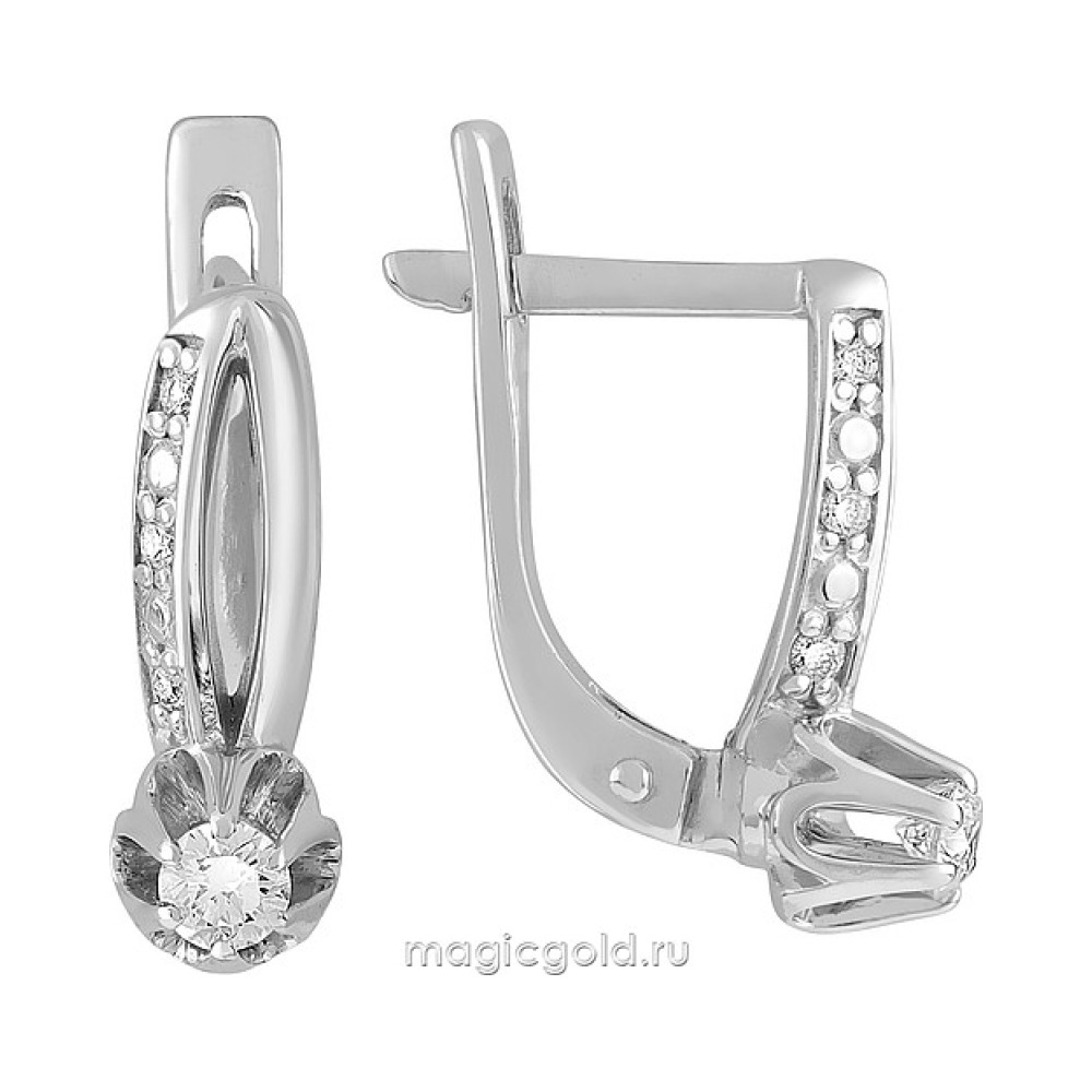 Золотые серьги с бриллиантом № 159759