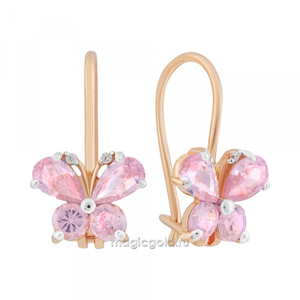 Золотые серьги с фианитом № 172562