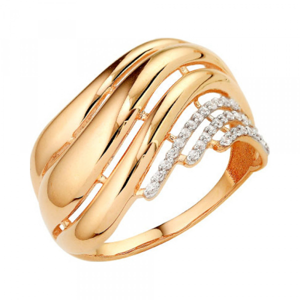Золотое кольцо с фианитом № 139377