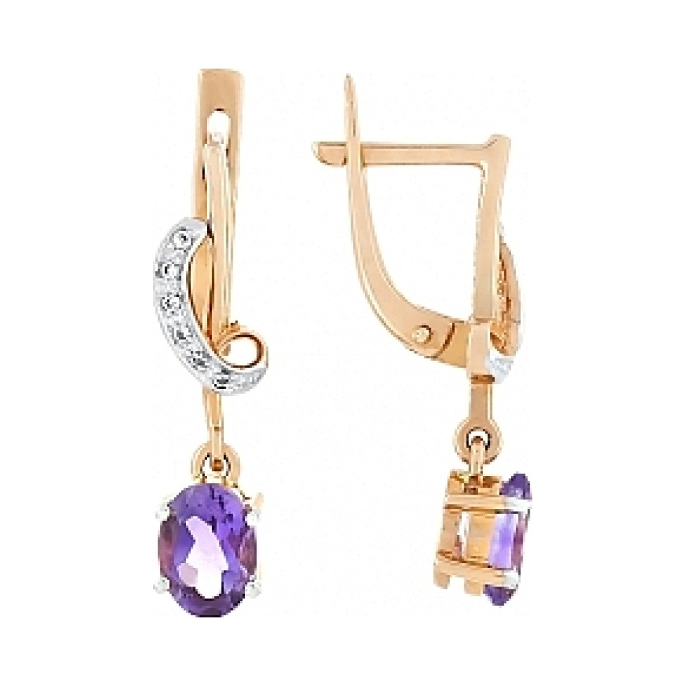 Серьги с аметистом и фианитом № 96146