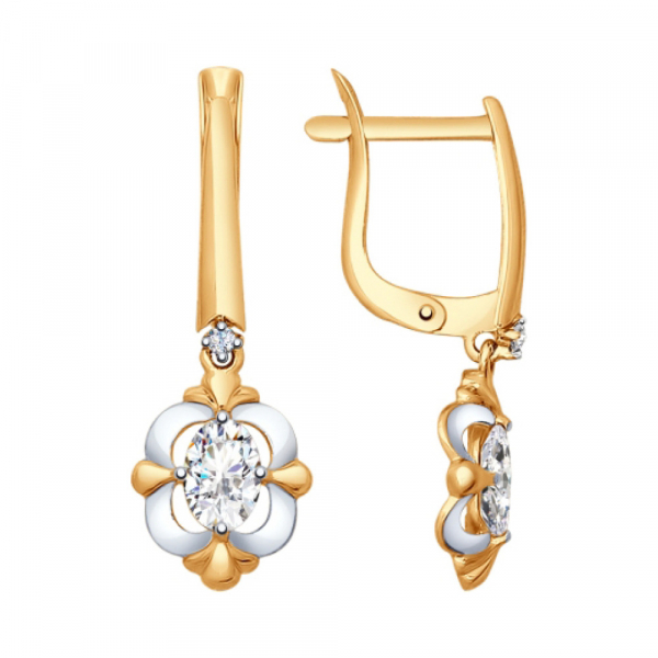 Золотое кольцо с бриллиантом и фианитом № 117446