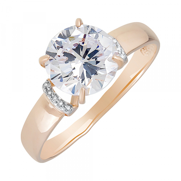 Золотое кольцо с фианитами № 129870