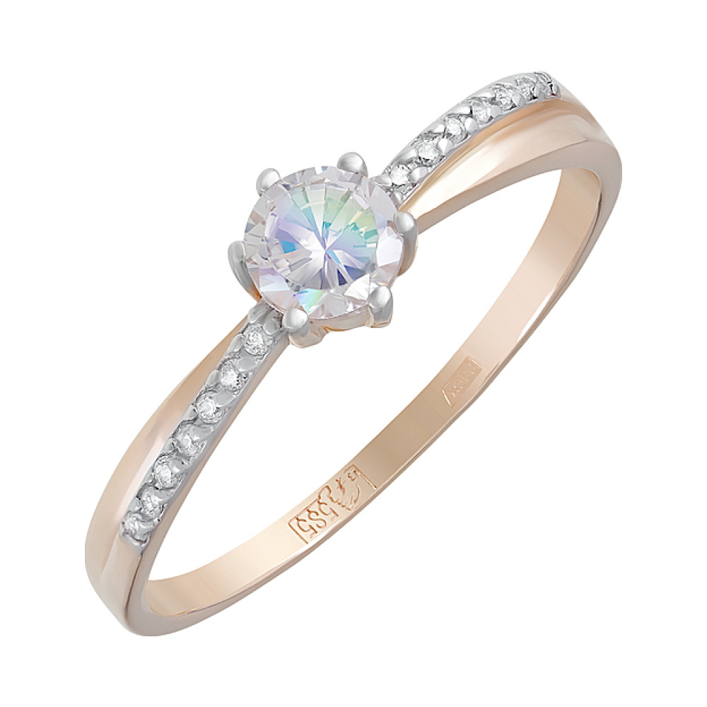 Золотое кольцо с фианитами № 124189