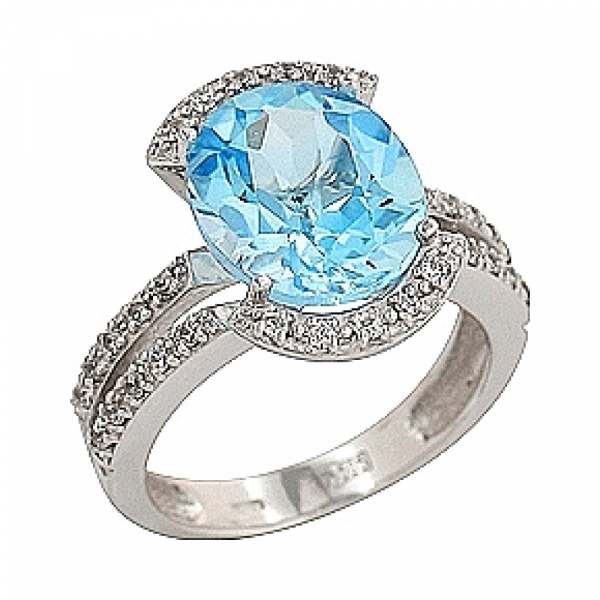 Золотое кольцо с топазом и фианитами № 51808