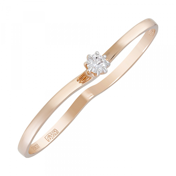 Золотое кольцо с фианитом № 128929