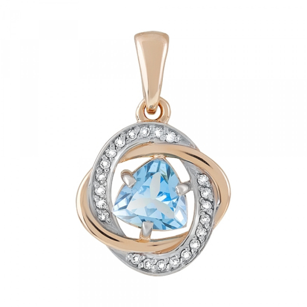 Золотая подвеска с топазом и фианитом № 119423