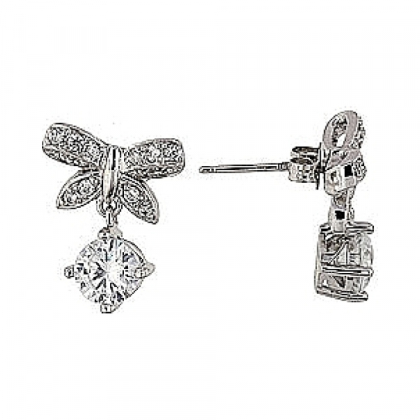 Серебряные серьги с фианитом № 73783