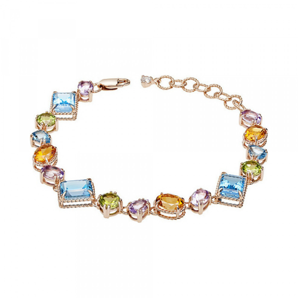 Золотой браслет с полудраг. вставками и фианитом № 126970