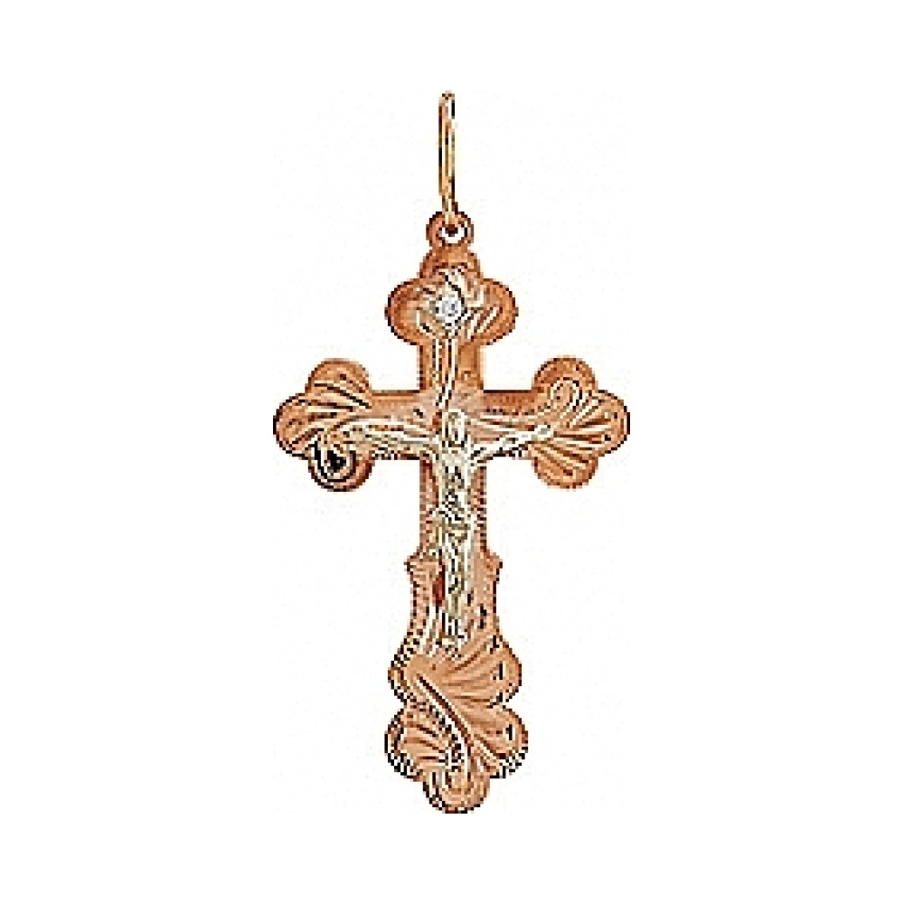 Крест с ручной разгравировкой и фианитом № 78321