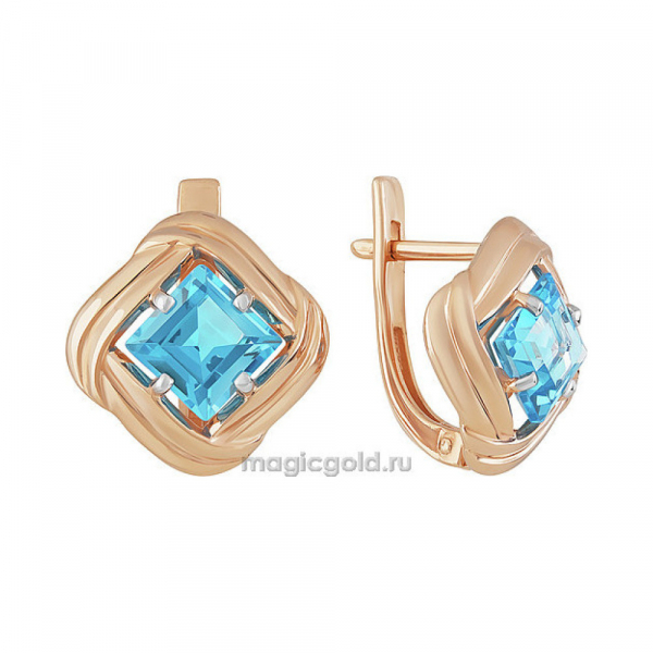 Золотые серьги с топазом № 160559