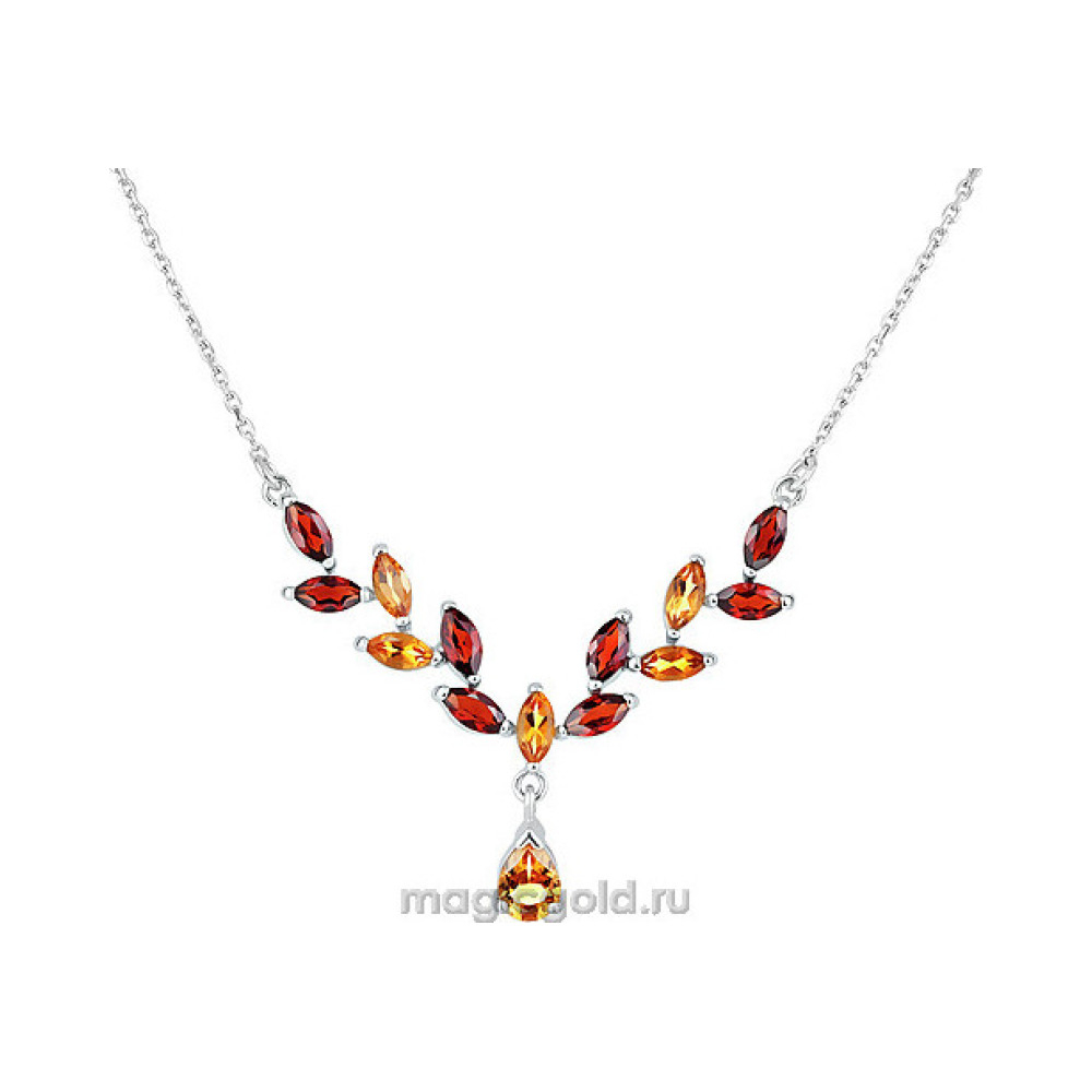 Серебряное колье с полудраг. вставками № 136560