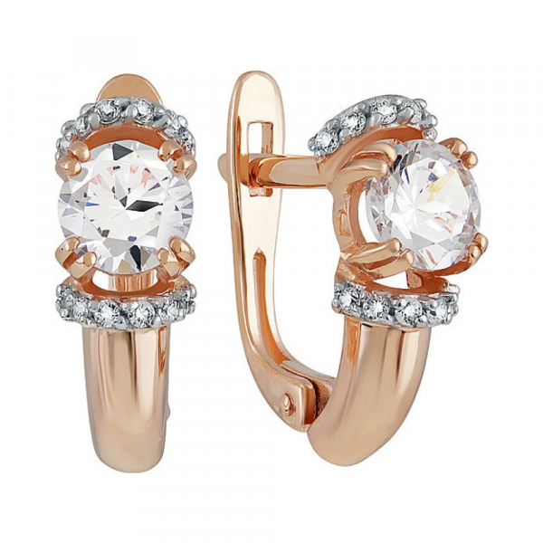 Золотые серьги с фианитом № 136566