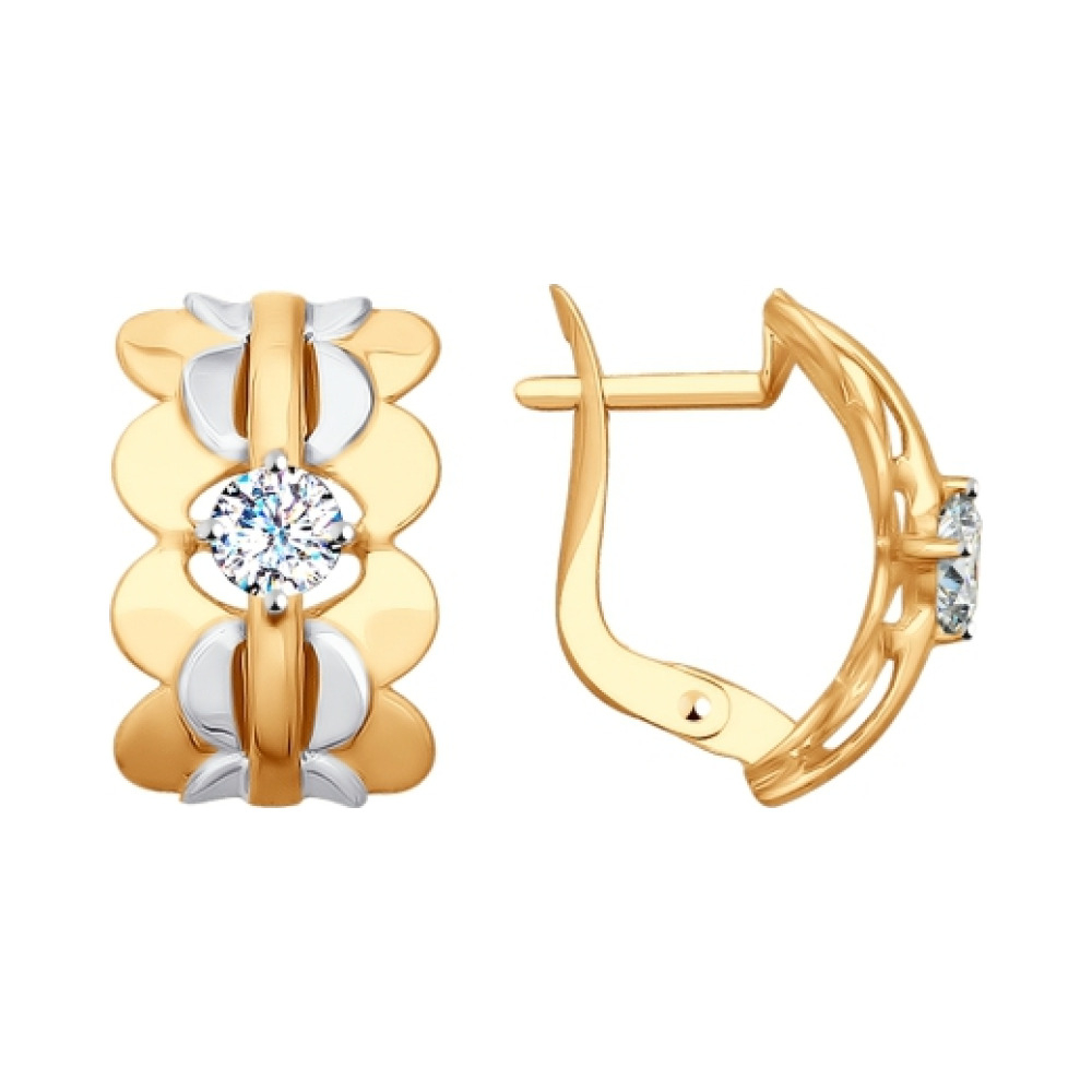 Золотые серьги с фианитом № 161715