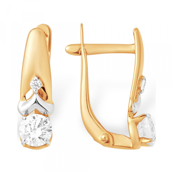 Золотые серьги с фианитом № 163205