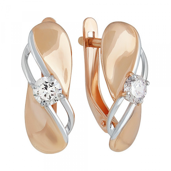 Золотые серьги с фианитом № 136932