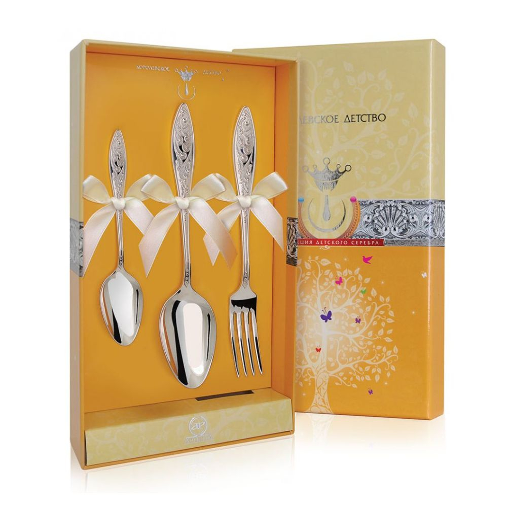 Набор детских серебряных столовых приборов «Морозко»