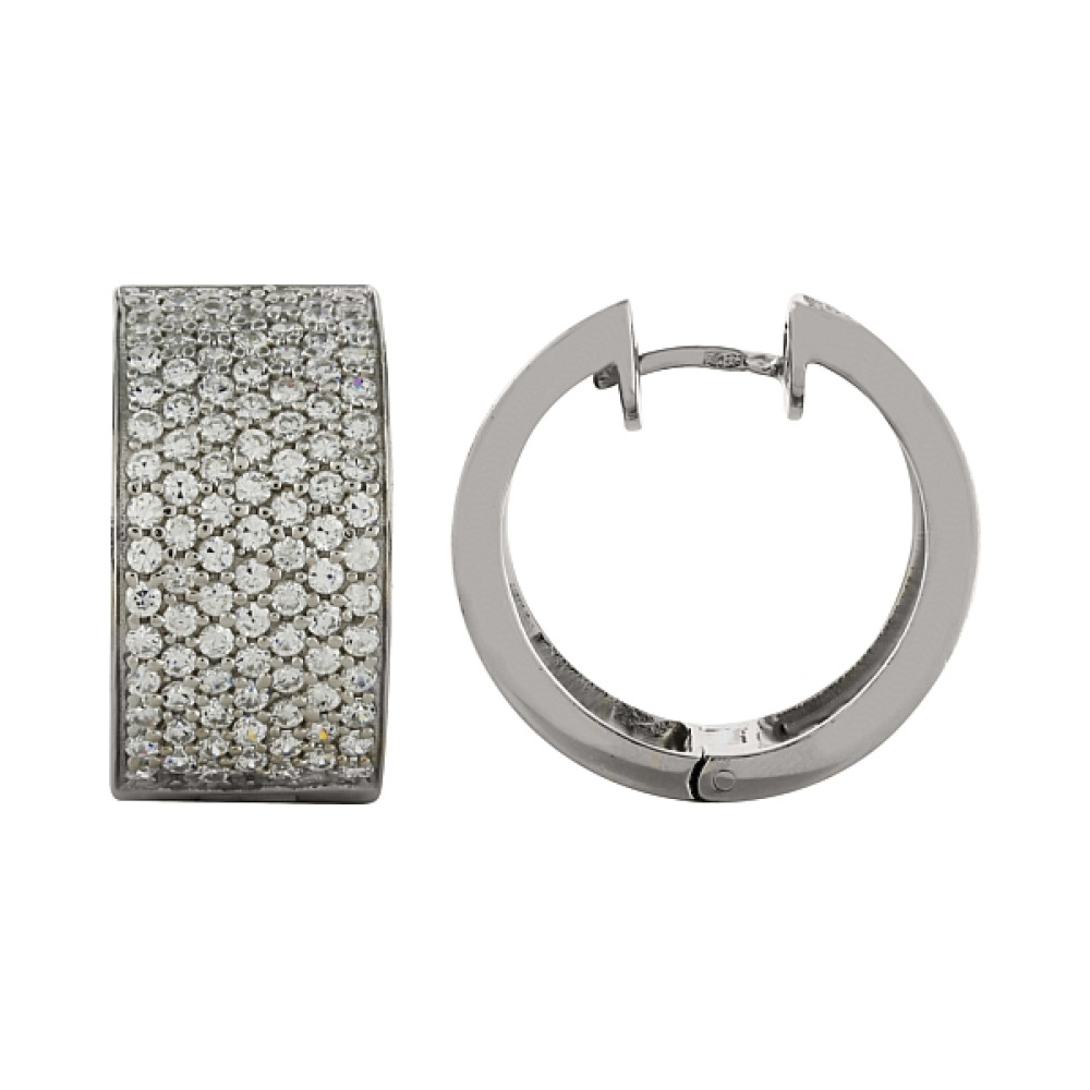 Серебряные серьги с фианитом № 83070