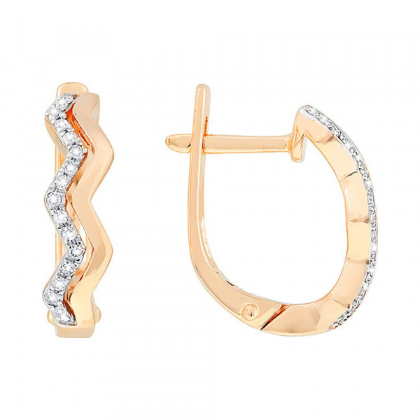 Золотые серьги с бриллиантом № 113772