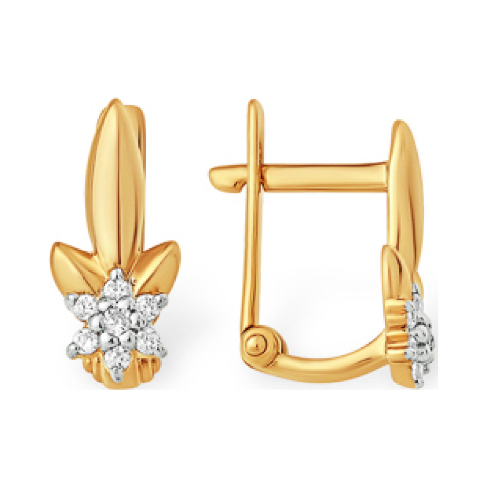 Золотые серьги с фианитом № 163226