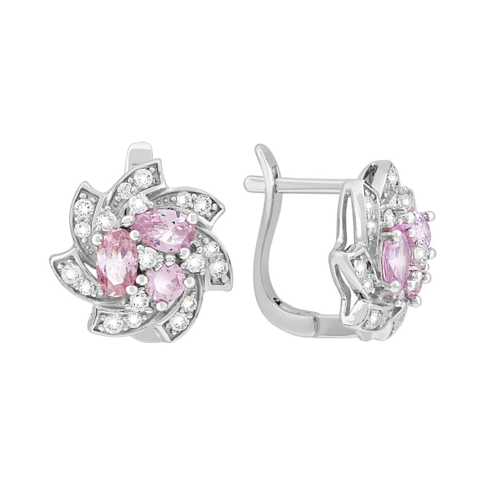 Серебряные серьги с фианитами № 117458