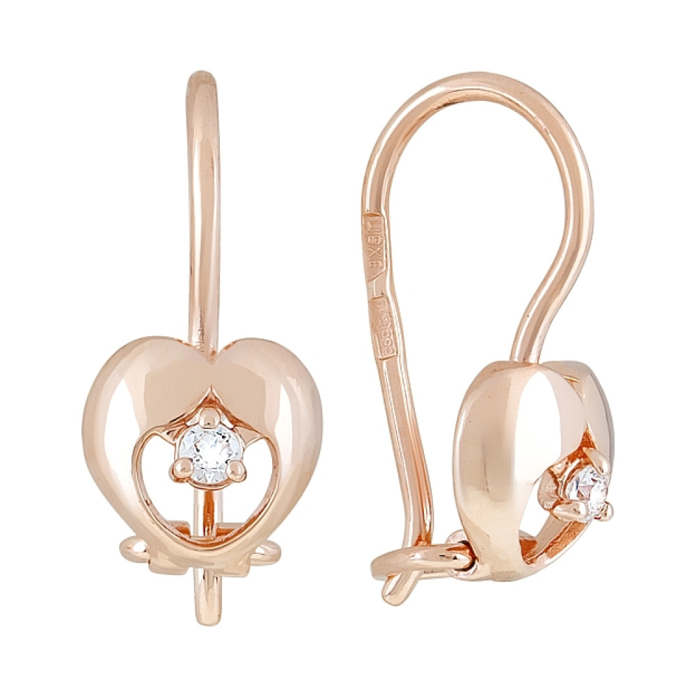 Золотые серьги с фианитами № 121566