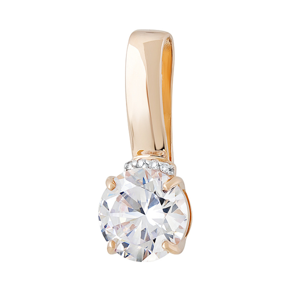 Золотая подвеска с фианитом № 129921