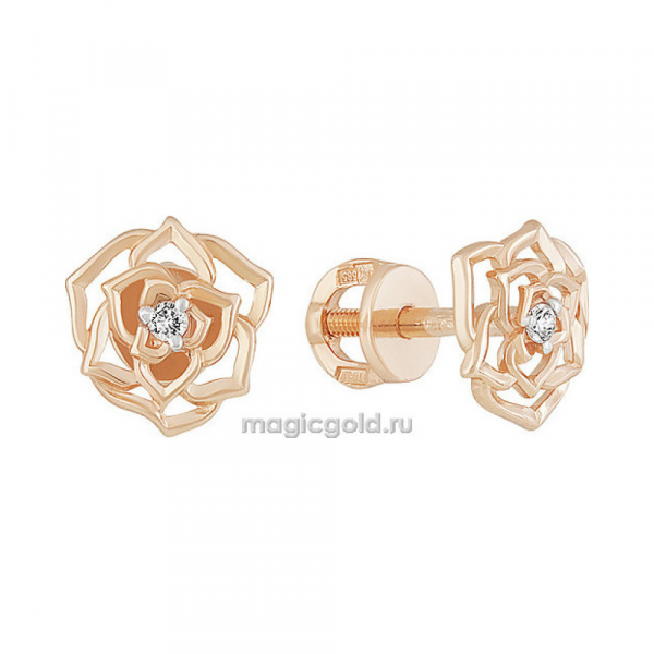 Пуссеты с фианитом № 160246