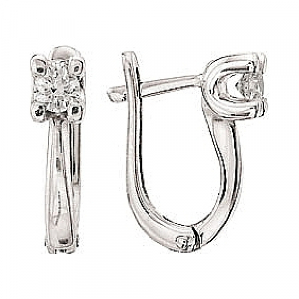 Золотые серьги с бриллиантом № 107952