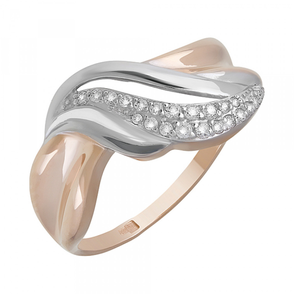 Золотое кольцо с фианитами № 127832