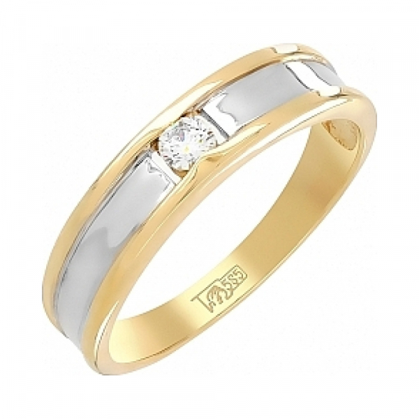 Золотое кольцо с бриллиантом № 103877