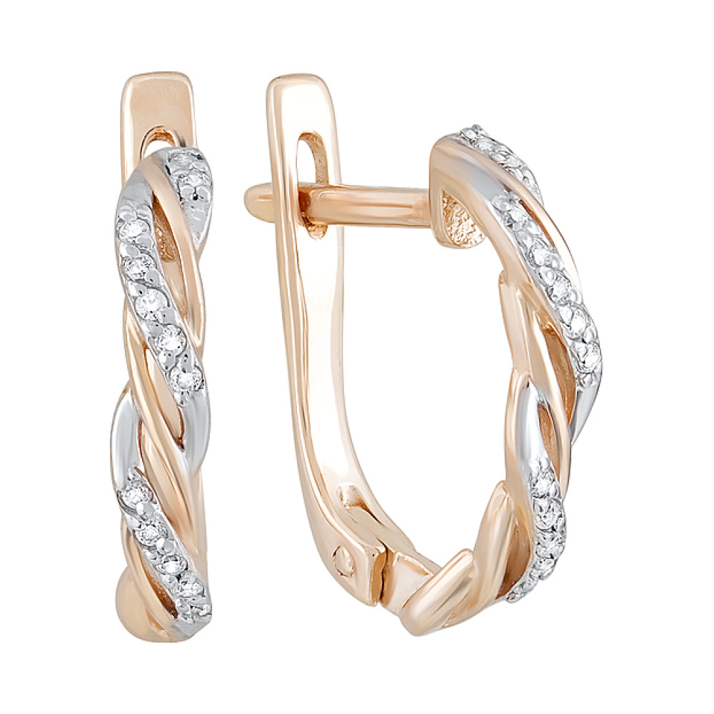 Золотые серьги с фианитами № 124194