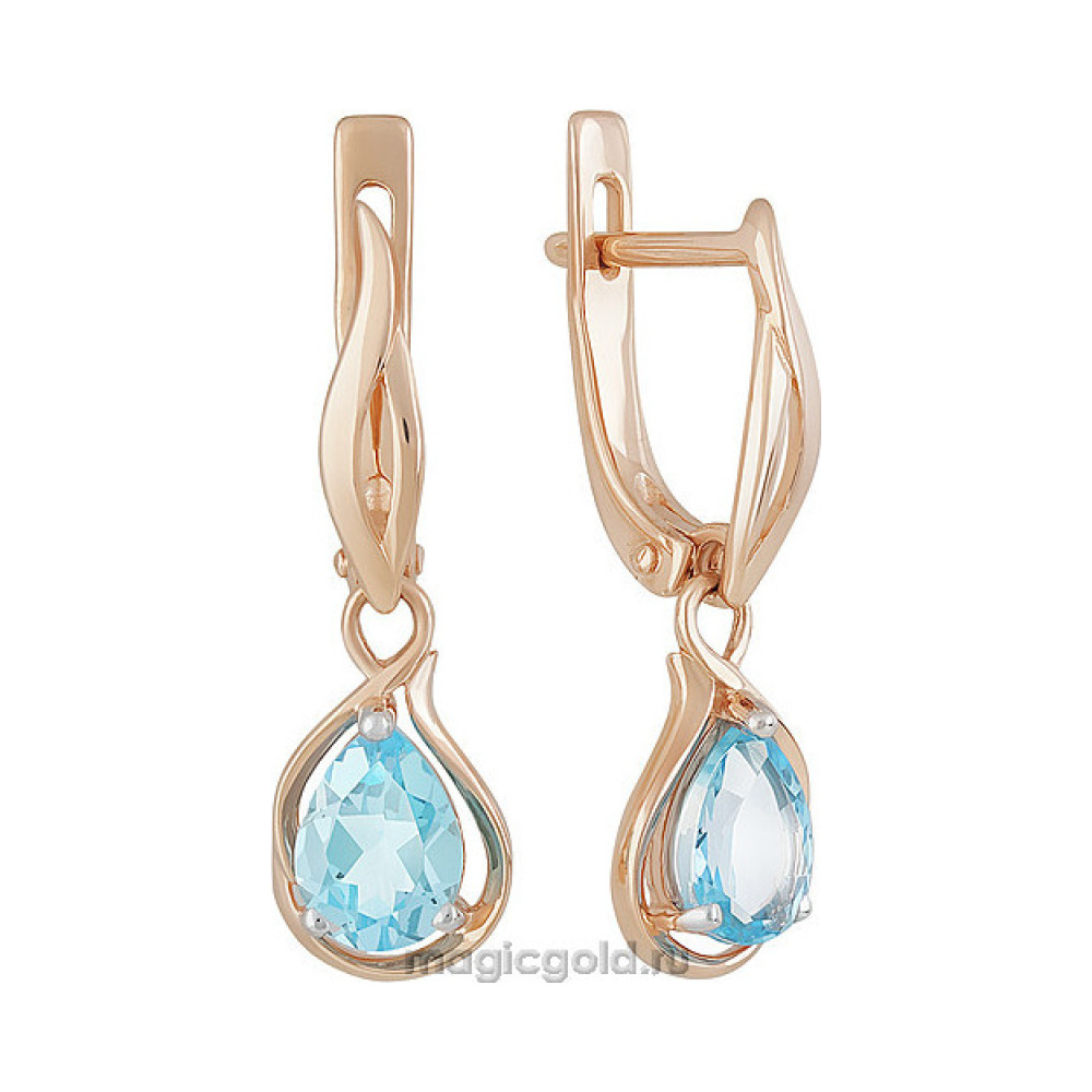 Золотые серьги с топазом № 160567