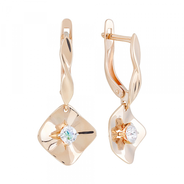 Золотые серьги с фианитами № 127585