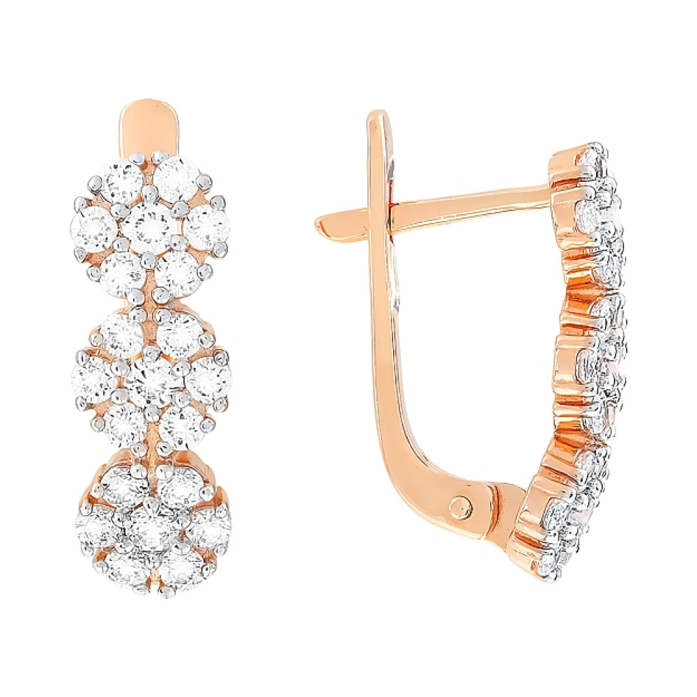 Золотые серьги с фианитами № 112316