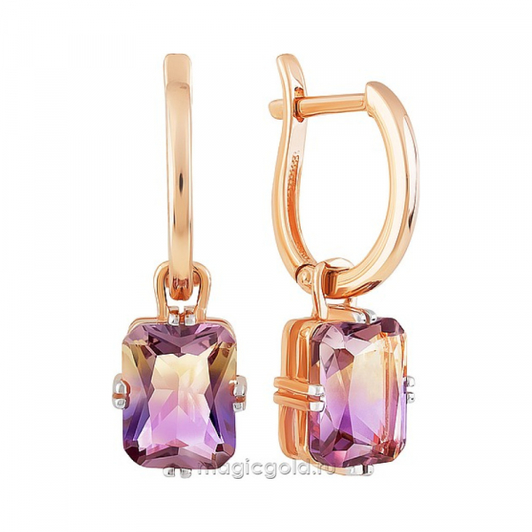 Золотые серьги с аметрином  № 162895