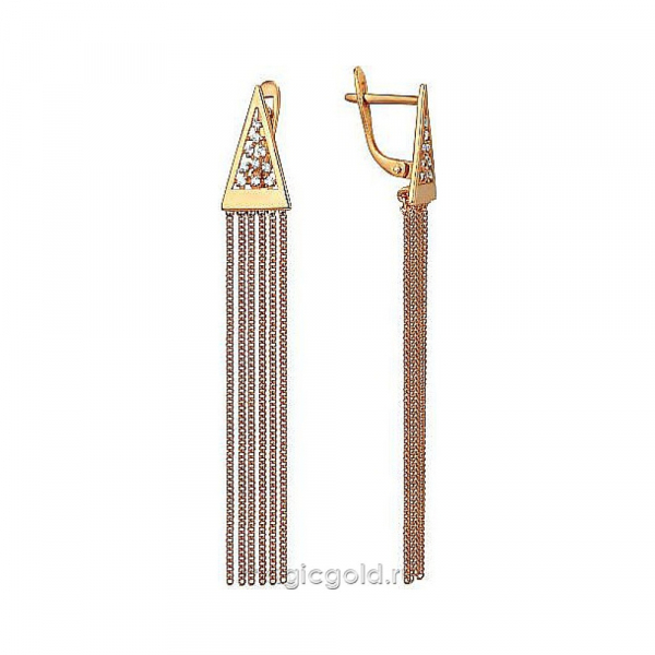 Золотые серьги с фианитом № 174005