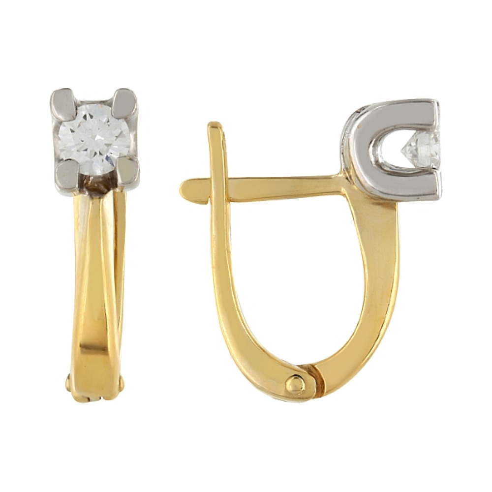 Золотые серьги с бриллиантом № 96936