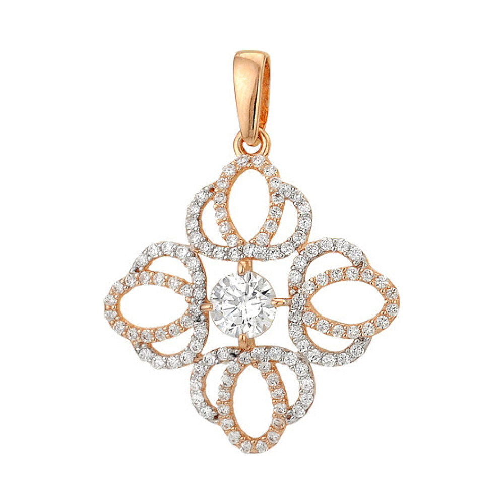 Золотая подвеска с фианитом № 139375