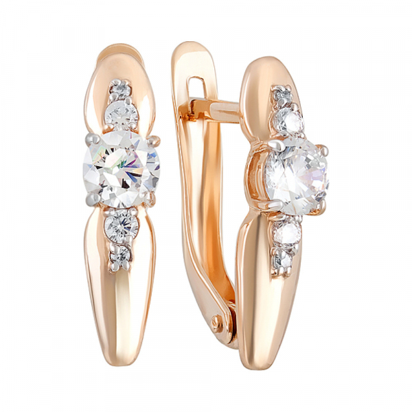 Золотые серьги с фианитом № 130001