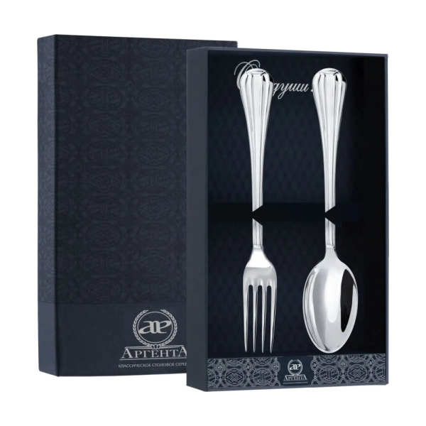 Набор столовый Меридиан: вилка и ложка из серебра 925 пробы